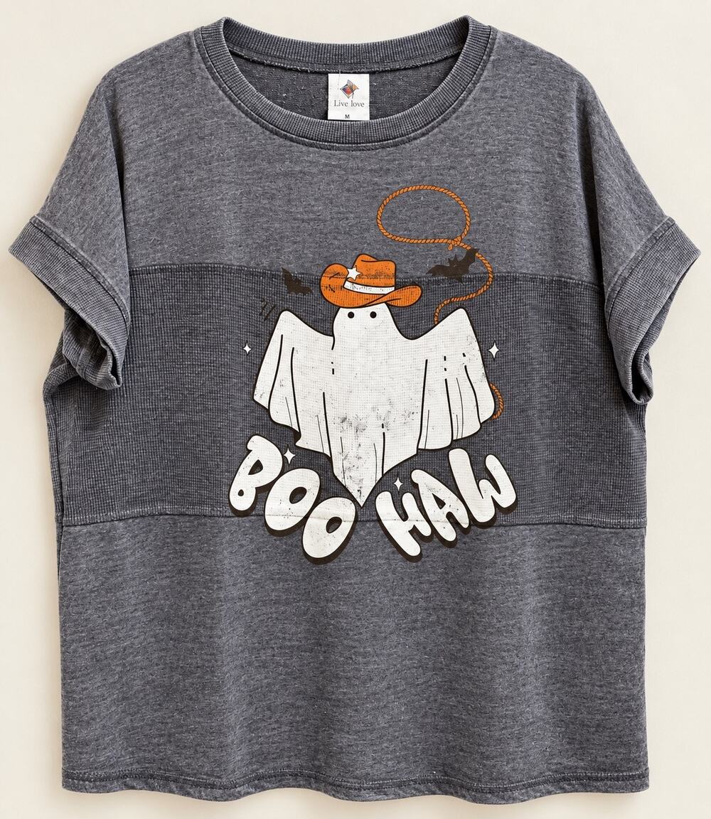 Like Love Boo Haw Cowboy Ghost Graphic Tee Large NWT Western Halloween